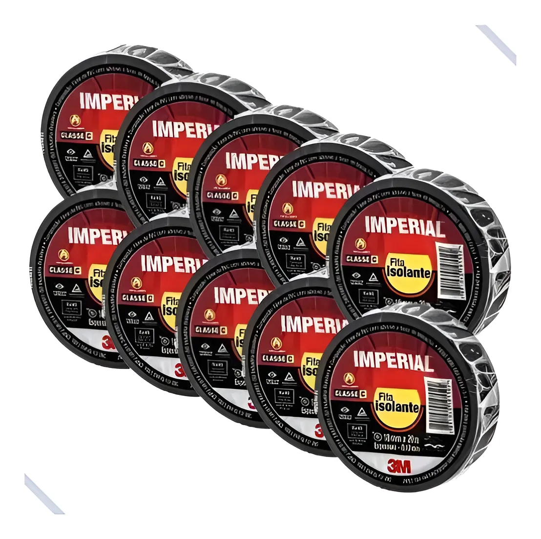 Kit com 10 Fitas isolante 3m imperial 20 metros