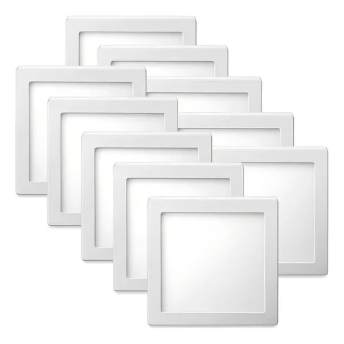 Kit com 10 Luminárias Led sobrepor 18w quadrada 6500k(acabamento pvc)